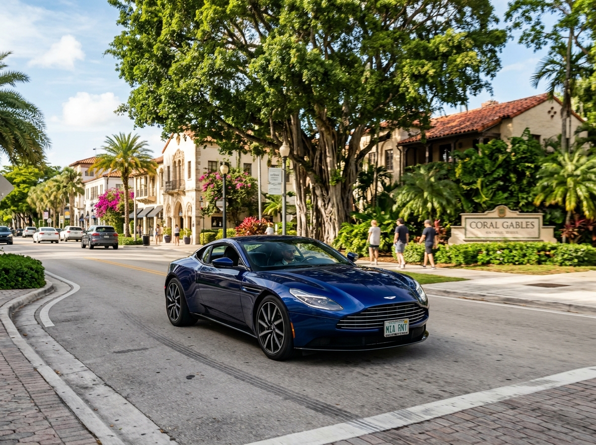 Aston Martin DB11 rental Miami — British GT coupe in Coral Gables