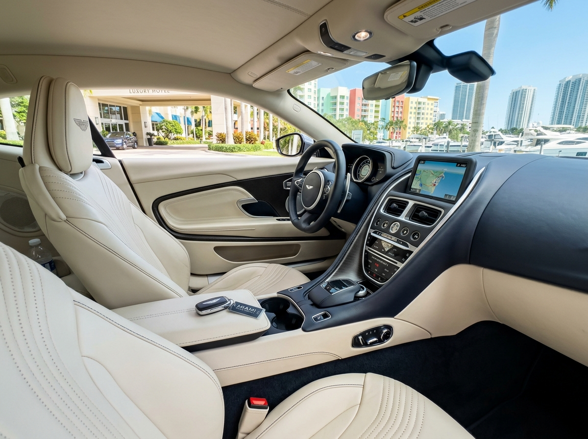 Aston Martin DB11 luxury interior Miami rental